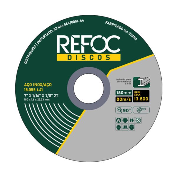 DISCO CORTE INOX 04.1/2”X3/64” X7/8” 2 TELAS